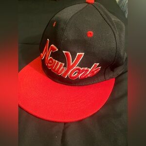 Red and Black Cap with Embroidered Design